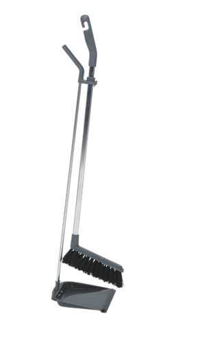 559018-2 Vikan Langstielige Metall-Kehrschaufel mit Besen, 900 mm