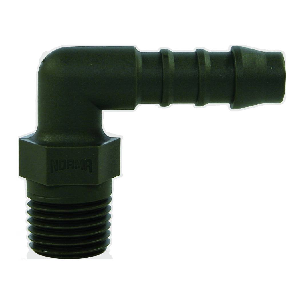 71330 Niederdruck Schlauchwinkeltülle, AG, Kunststoff, max. 60°C
