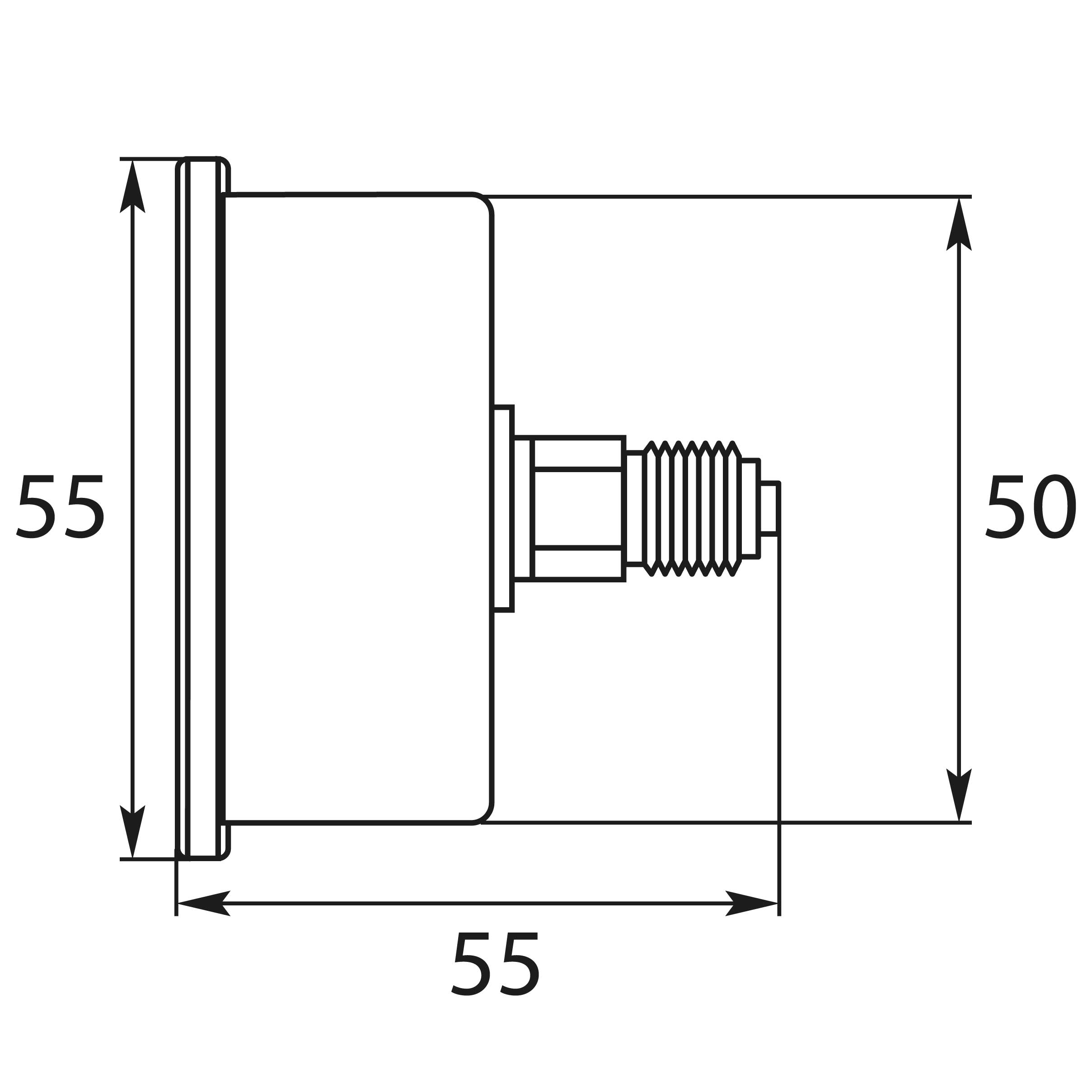 Manometer, glyceringedämpft, 50 mm - Eingang hinten - Typ WIKA