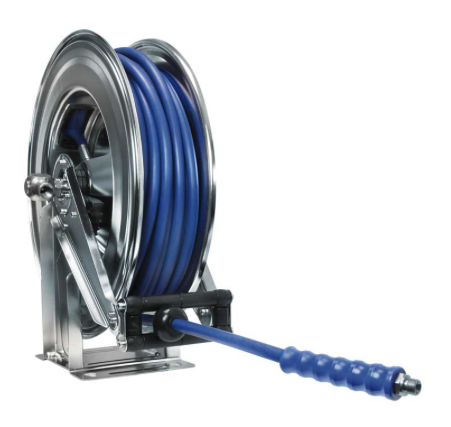 Schlauchaufroller 434 - Edelstahl - 20 m - 1/2" IG : 3/8" AG - mit Schlauch
