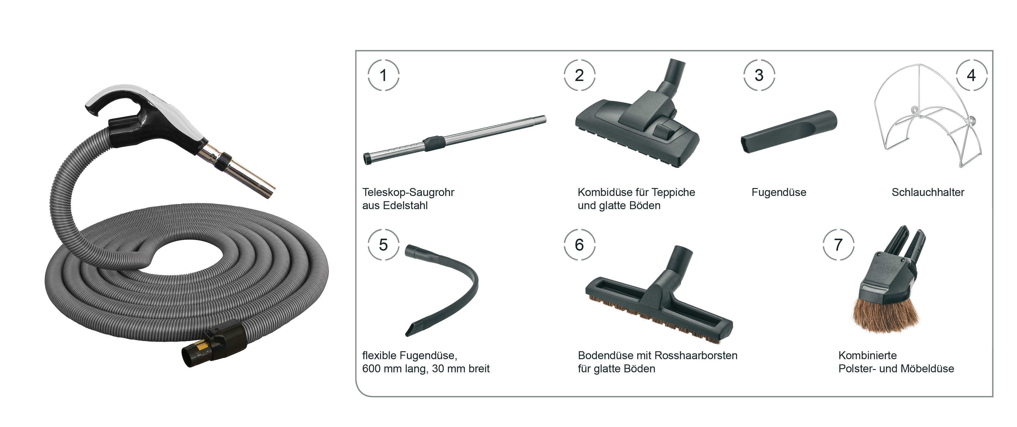 BVC SWIVEL Saugschlauch mit Potentiometer im 8 teiligen Set