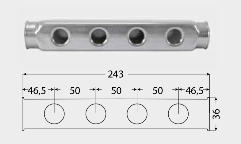 Niederdruck Verteiler-Anschlussblock, Edelstahl, Abgänge einseitig oder doppelseitig