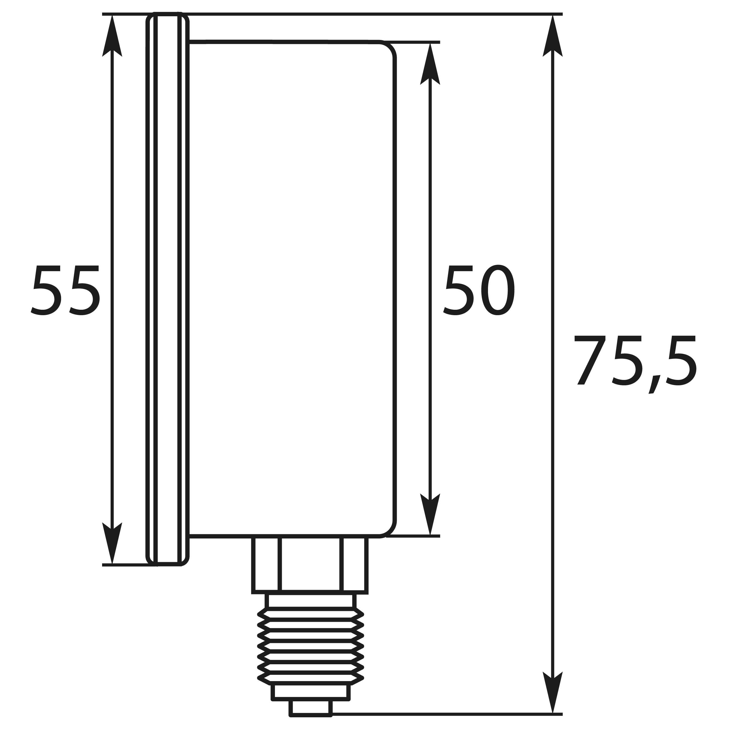 Manometer, glyceringedämpft, 50 mm - Eingang unten - Typ WIKA