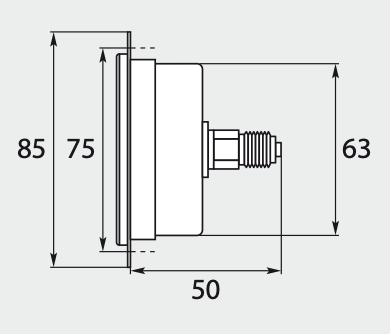 Manometer, glyceringedämpft, 63 mm - Eingang hinten, Frontplatte