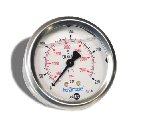 Kränzle Manometer 0-250 bar Ø 63 mm Anschluß R1/4" AG hinten; Edelstahl