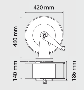 Schlauchaufroller 434 - Edelstahl - 20 m - 1/2" IG : 3/8" AG - mit Schlauch