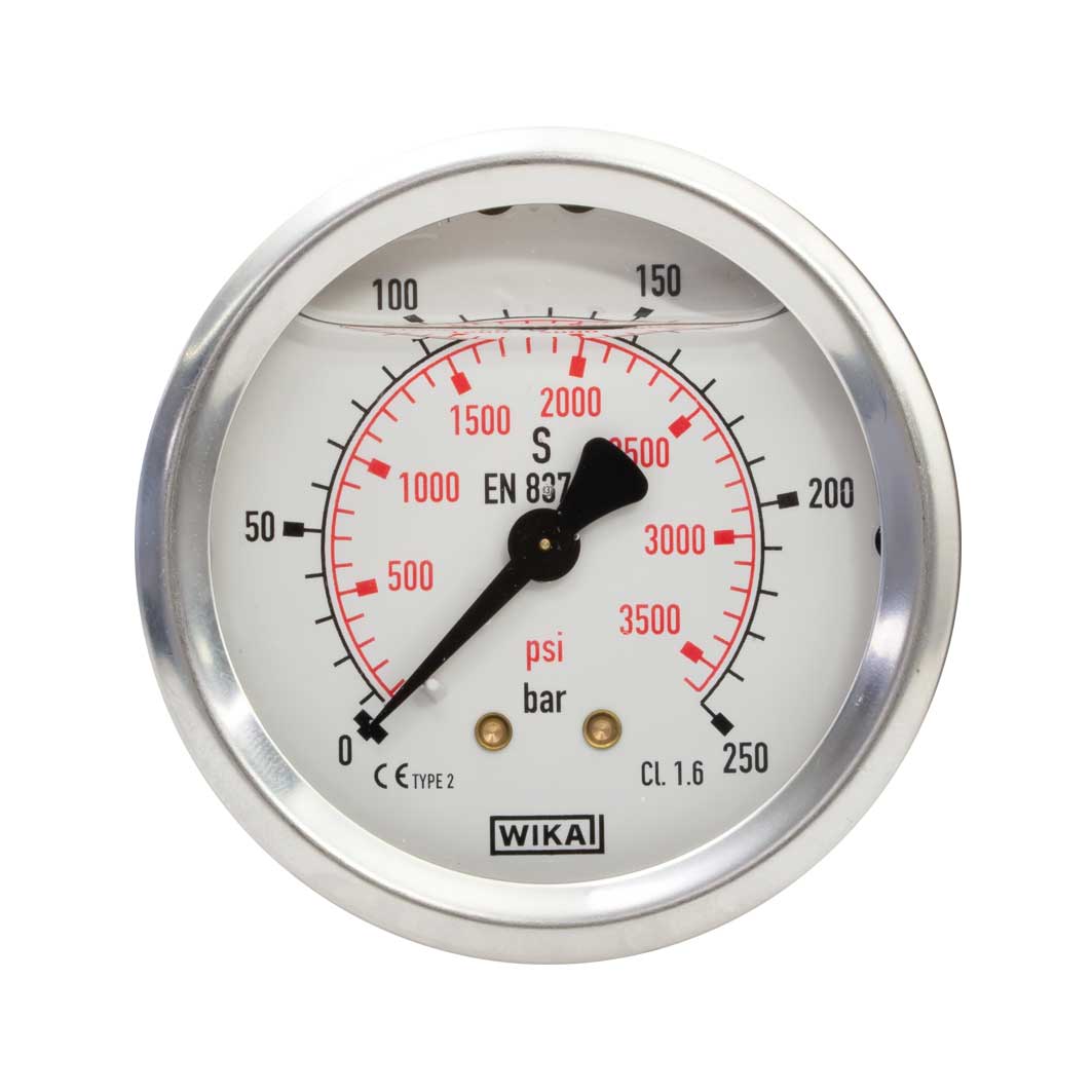 548-1024ApDE4LyF6wgc Manometer, glyceringedämpft, 50 mm - Eingang hinten - Typ WIKA