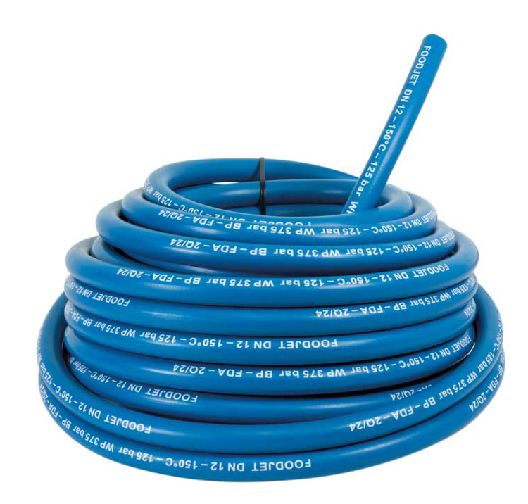 Niederdruck Lebensmittelschlauch Foodjet, DN 12 - blau - 125 bar - 150°C FDA glatt
