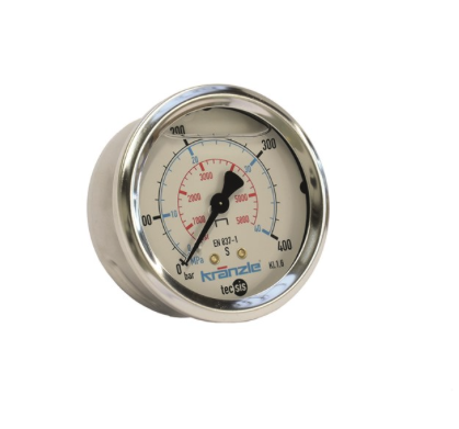 Kränzle Manometer 0 - 400 bar - Anschluß 1/4" AG unten - Edelstahl (Abbildung ähnlich)