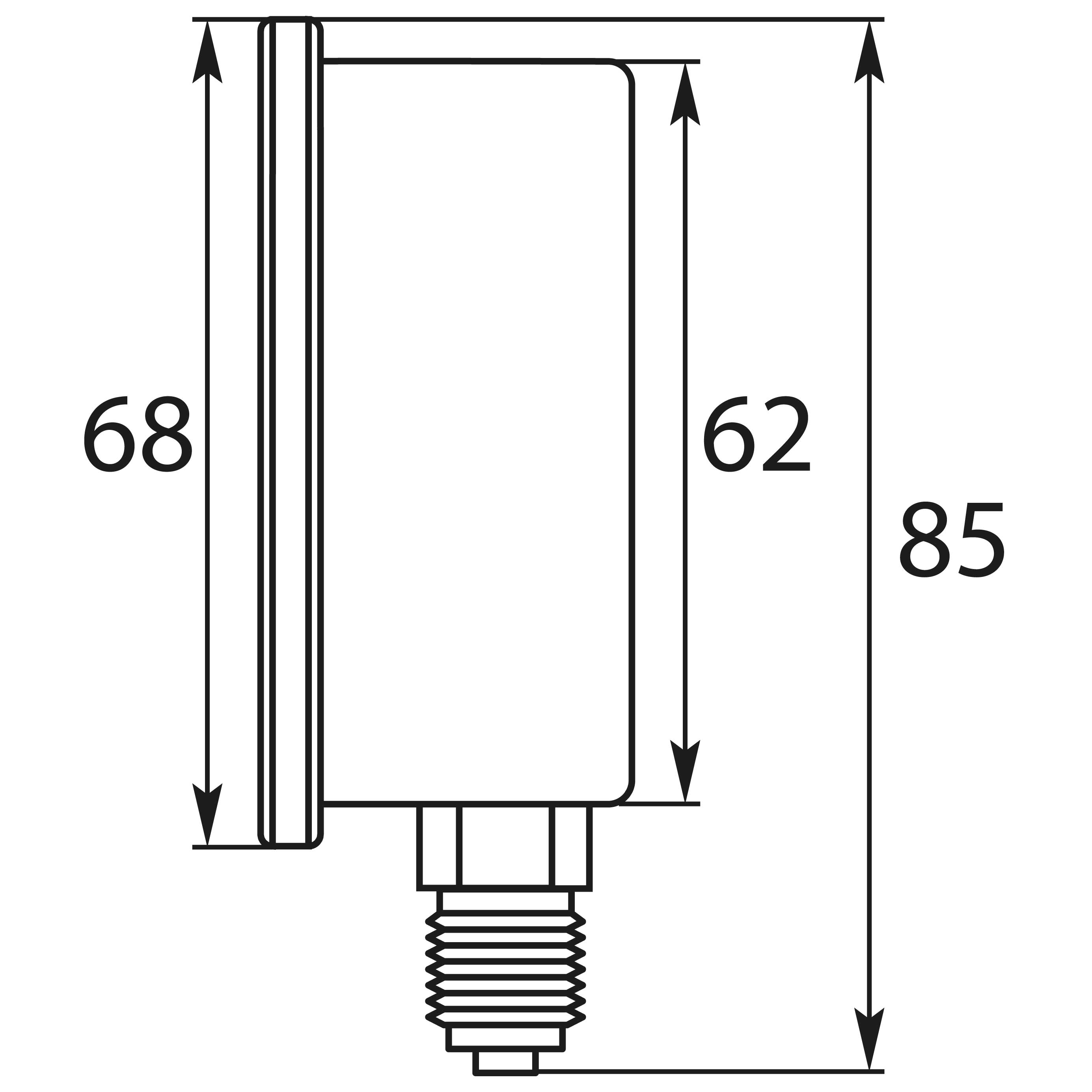 Manometer, glyceringedämpft, 63 mm - Eingang unten - Typ WIKA