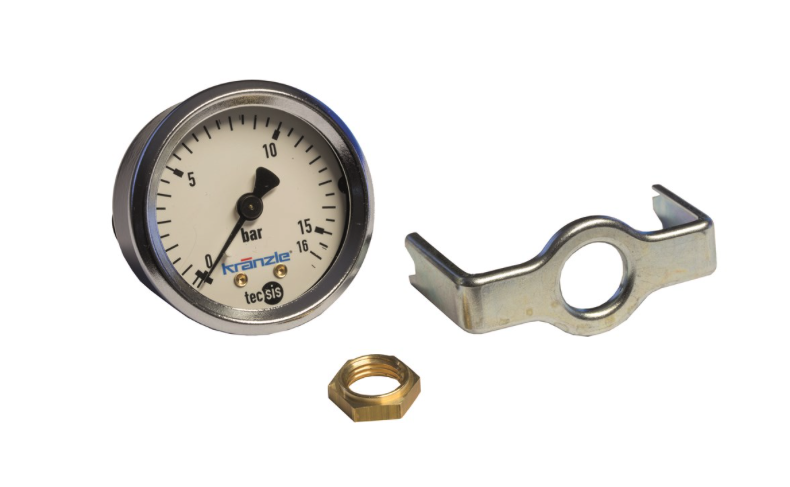 Kränzle Manometer 0-16 bar, Ø 50 mm, Fronteinbau, R1/4 AG hinten, mit Klemmbügel