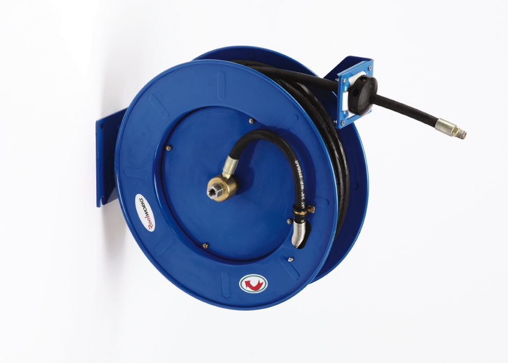 HoseWheele_blue-with-Hose Nilfisk Automatische Schlauchtrommel blau mit HD Schlauch