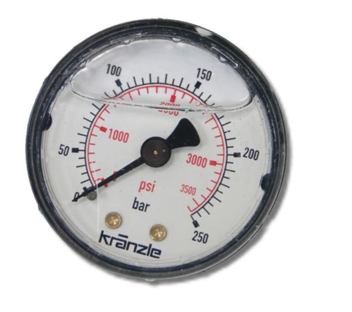 Kränzle Manometer 0-250 bar, Ø 50 mm, Anschluß R1/4'' AG hinten