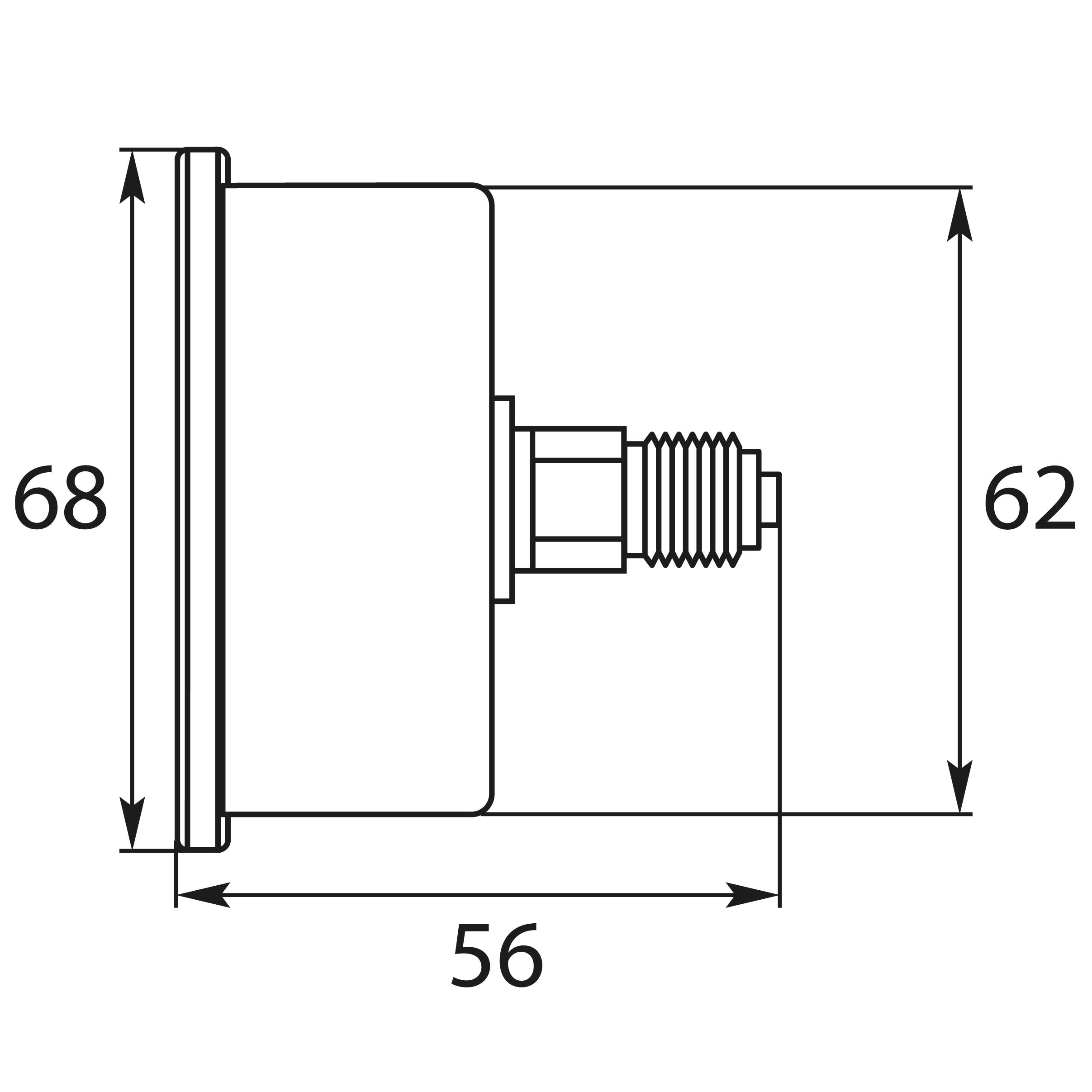 Manometer, glyceringedämpft, 63 mm - Eingang hinten - Typ WIKA