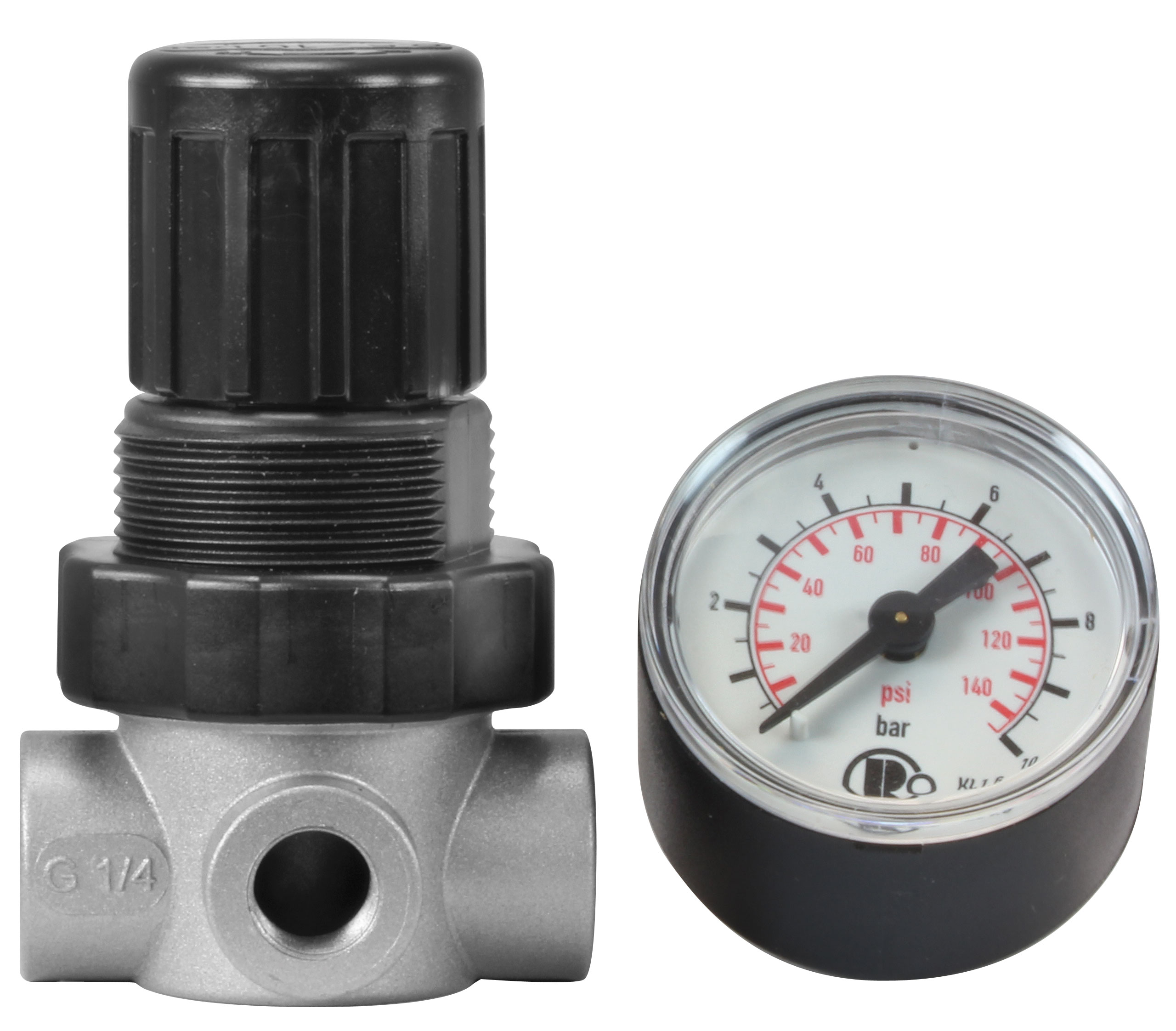 150-008-010 Druckminderer 1/4" IG. 0,5-16 bar. 1/8" IG Manometer